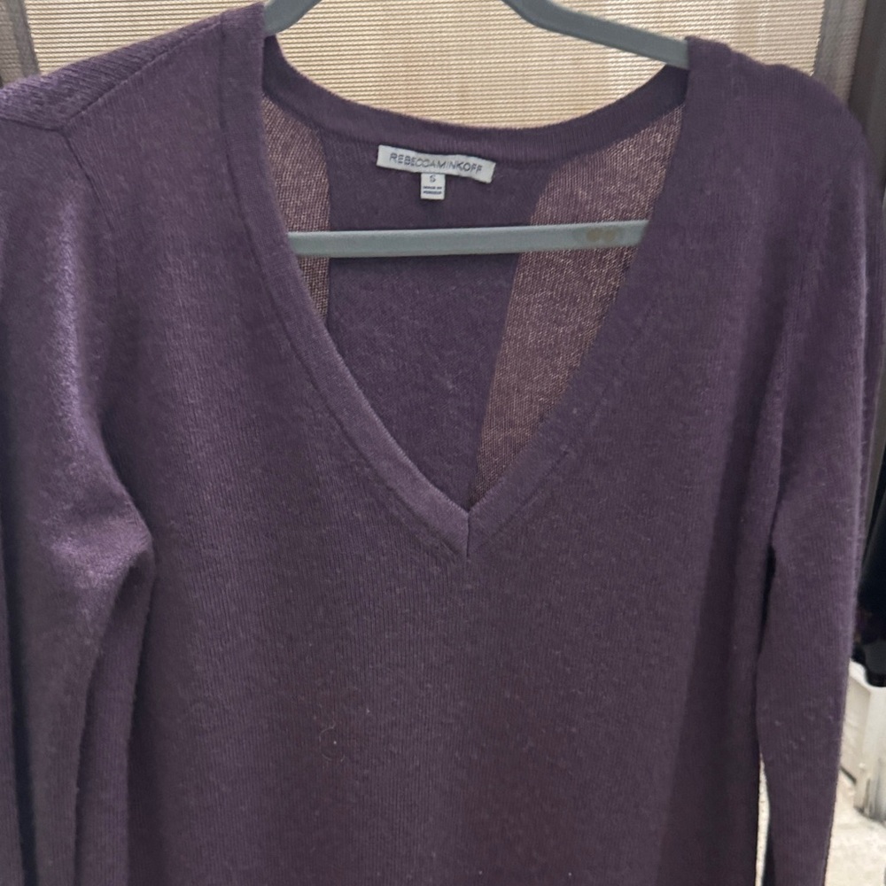 Rebecca Taylor Plum V-Neck Lightweight Sweater